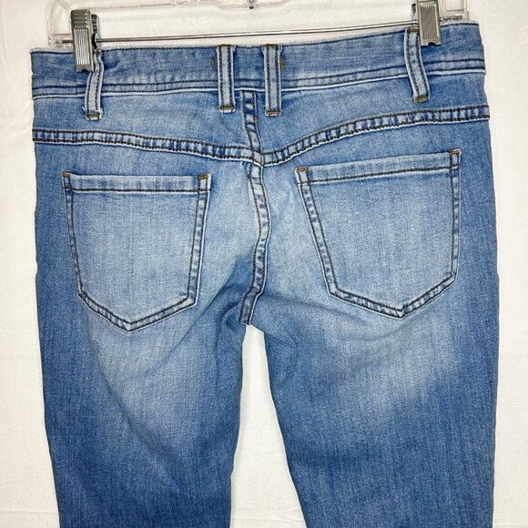 Free People Women's Skinny Low Rise Distressed Raw Hem Jeans Blue Size (26x25) - Picture 5 of 7